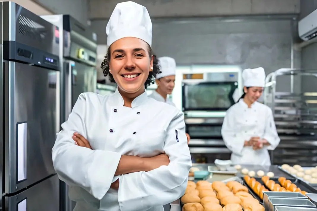 Author and Chef Sandra Smith smiling in a professional kitchen