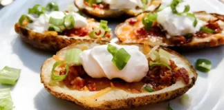 Cheese and Bacon Potato Skins: Crispy Party Snack Cheese and Bacon Potato Skins Crispy Party Snack