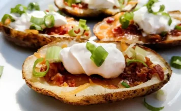 Cheese and Bacon Potato Skins: Crispy Party Snack Cheese and Bacon Potato Skins Crispy Party Snack