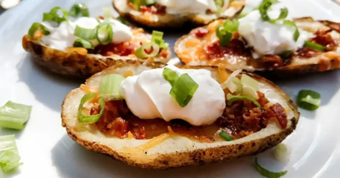 Cheese and Bacon Potato Skins Crispy Party Snack