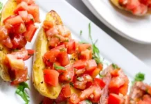 Fingerling Potato Bruschetta: Colorful Roasted Appetizer Fingerling Potato Bruschetta