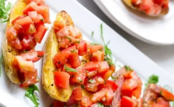 Fingerling Potato Bruschetta: Colorful Roasted Appetizer Fingerling Potato Bruschetta