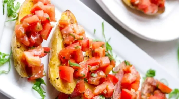 Fingerling Potato Bruschetta: Colorful Roasted Appetizer Fingerling Potato Bruschetta