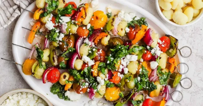 Rainbow Grilled Gnocchi Skewers