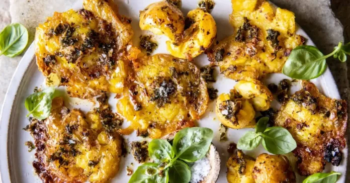 Roasted Garlic Butter Smashed Potatoes