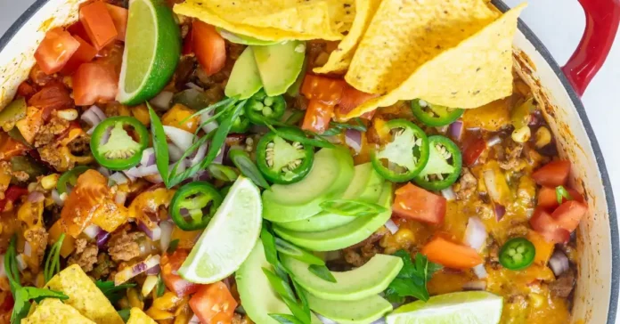 Skillet Loaded Taco Potato Chip Nachos