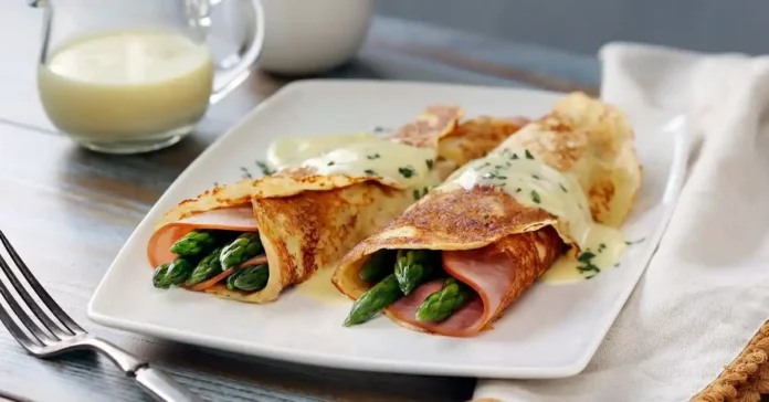 Potato Crepes With Asparagus And Ham